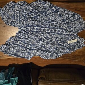 Blue and White Patterned Swimsuit Cover Up